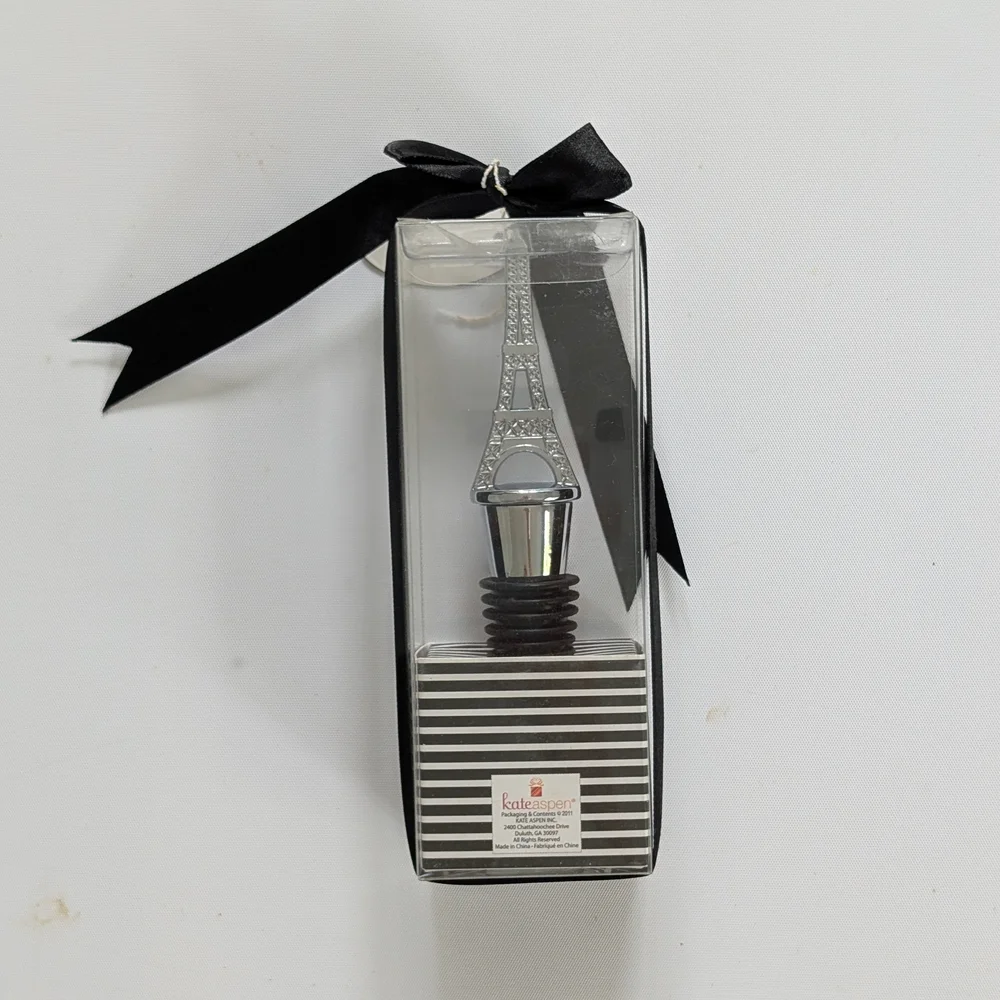 Kate Aspen Eiffel Tower Bottle Stopper - Silver and Black